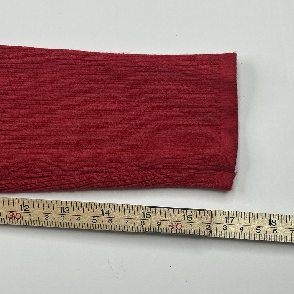Bebe Red Long Sleeve Ribbed V Neck Sweater Dress Women's Size Small S - Picture 9 of 10